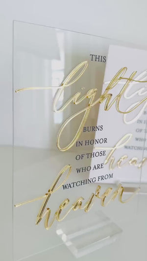 Wedding Memorial Sign Acrylic 3D Mirror This Light Burns In Loving Memory