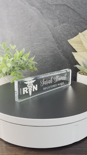Nurse Glass Name Plate With Optional Icon GNP-CUST9