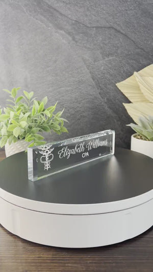 Physicians Assistant Glass Name Plate With Optional Icon GNP-CUST12
