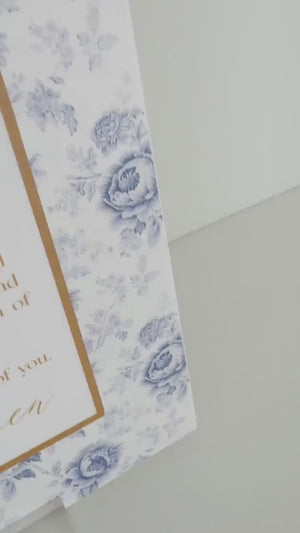 Marriage Prayer Sign - Blue Floral Acrylic Wedding Gift Plaque With Stand