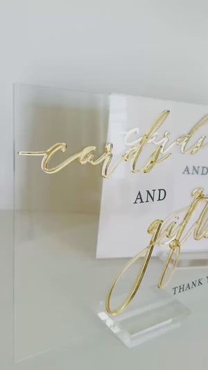3D Cards And Gifts Acrylic Wedding Sign – Thank You Card Display With Frosted Perspex Table Sign