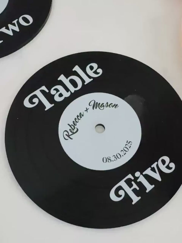 【スマイルページ】 レコード2点 Retro Vinyl Record Table Numbers – Vintage Wedding Decor Acrylic