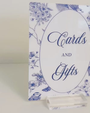 Toile Wedding Signs - Acrylic Wedding Sign Bundle Blue Floral Event Signage