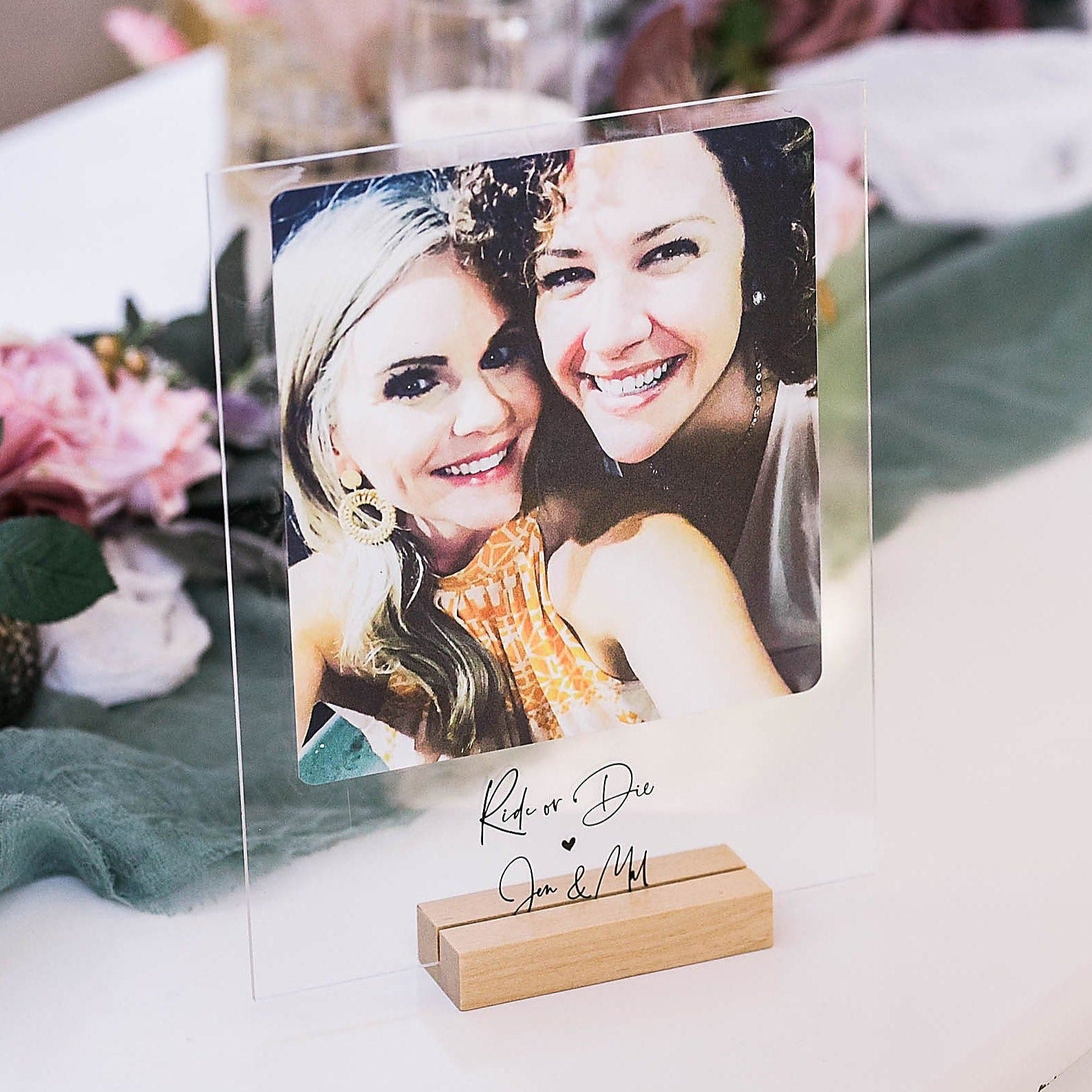 Ride or Die Personalized Photo Plaque w Stand, Best Friends Forever Gift, Gift for Her, Gift for Him, Photo Collage, BFF Partners In Crime