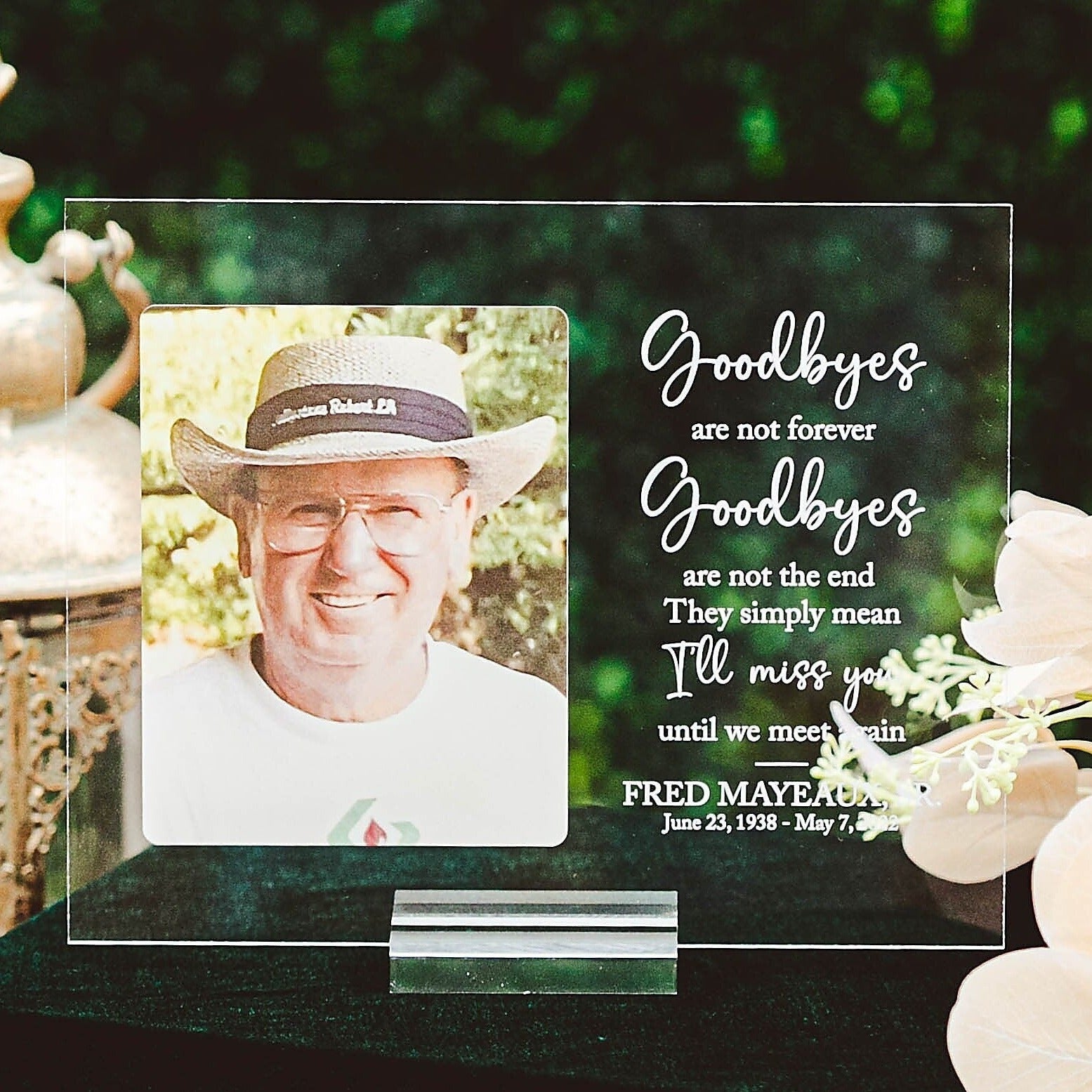 Sympathy Gift With Photo Memorial Plaque, Goodbyes Are Not Forever Grief, Remembrance, Bereavement, Condolences Sign Passed Loved Ones