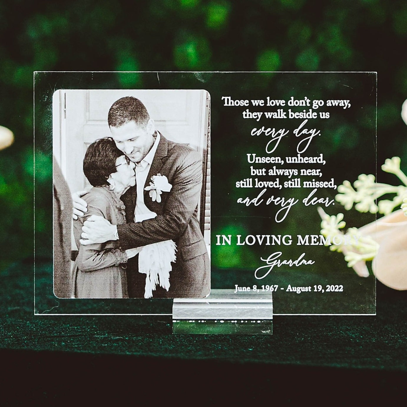 Sympathy Gift With Photo Memorial Plaque, Those We Love Don't Go Away Grief, Remembrance, Bereavement, Condolences Sign Passed Loved Ones