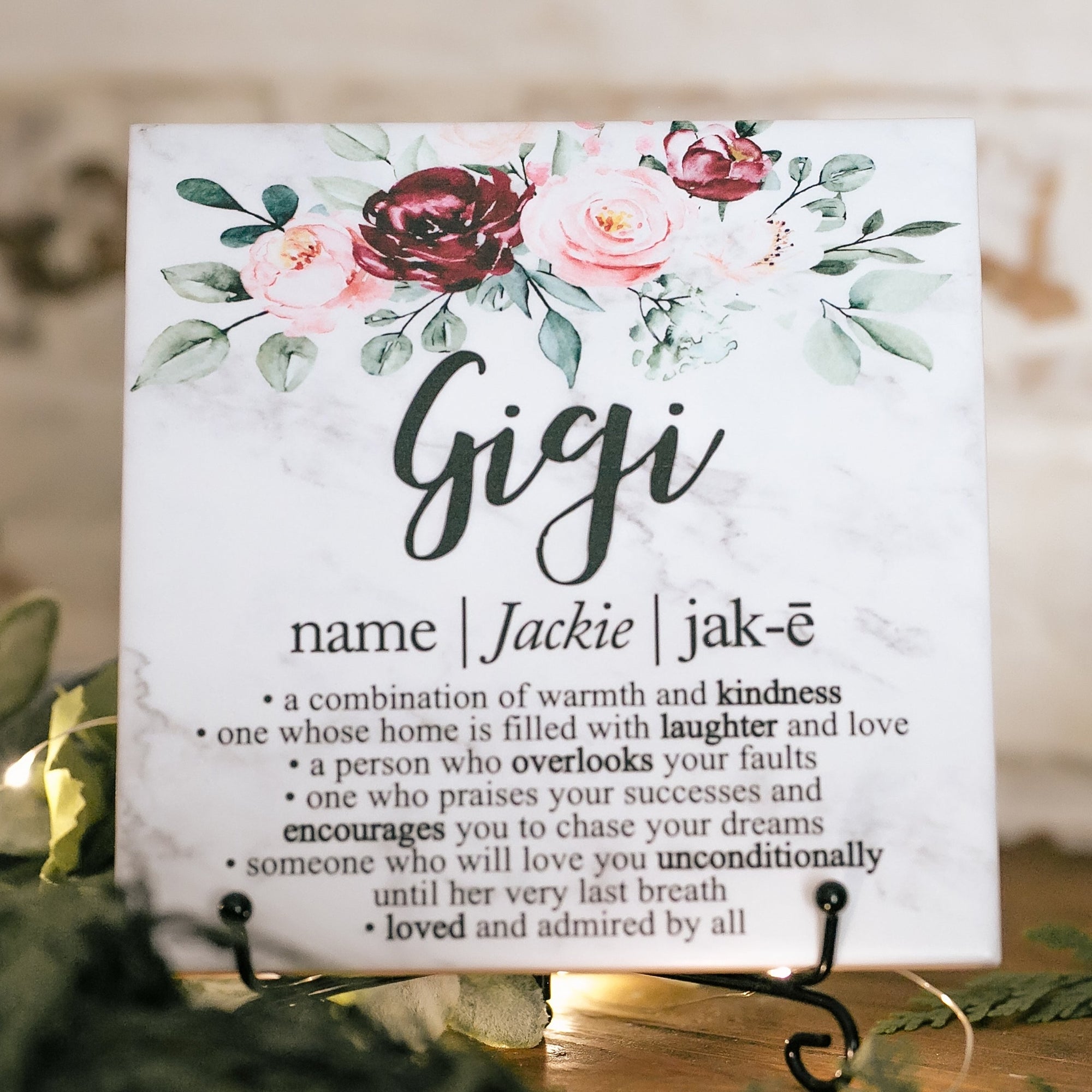 Gigi Definition Quote Art Sign Plaque With Stand