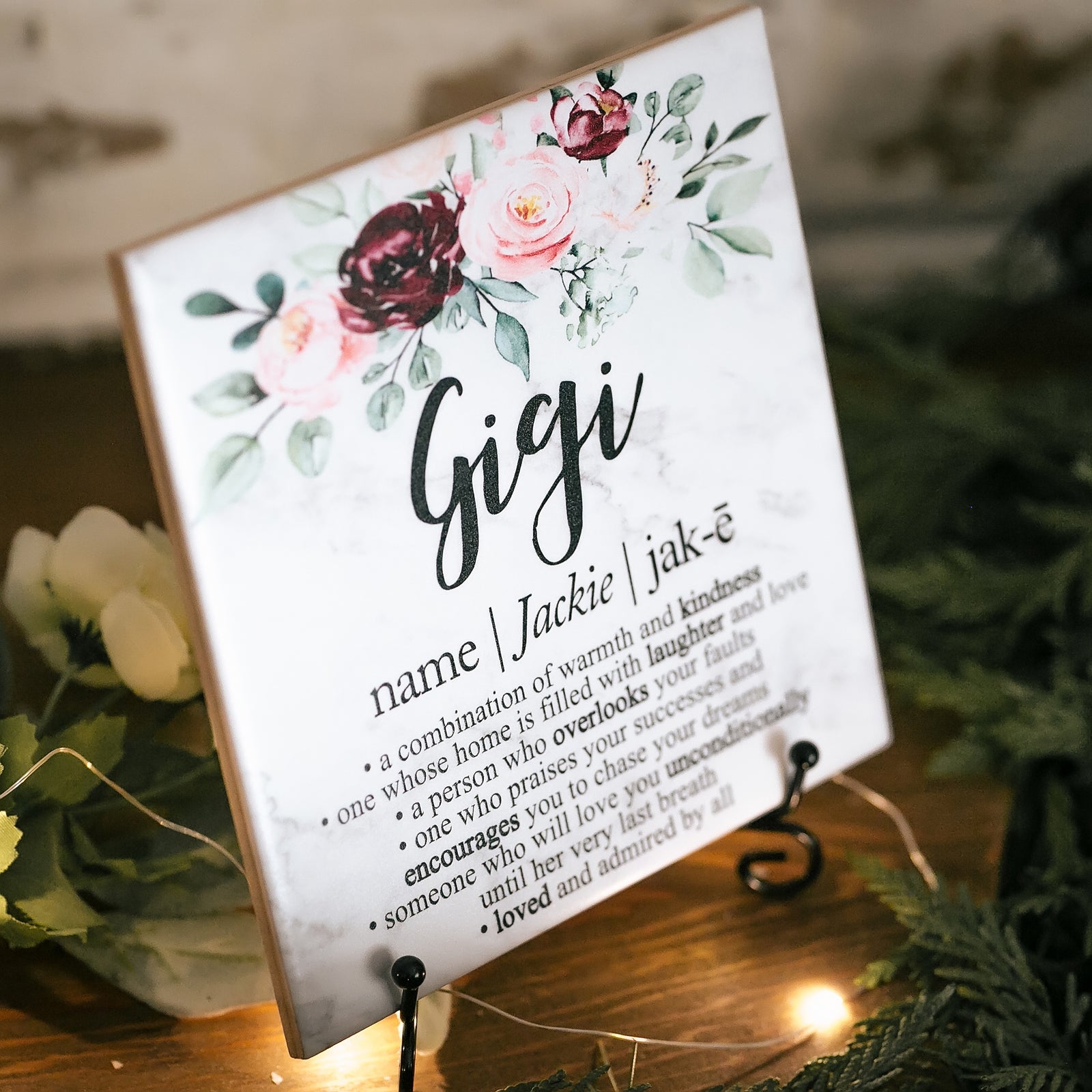 Gigi Definition Quote Art Sign Plaque With Stand