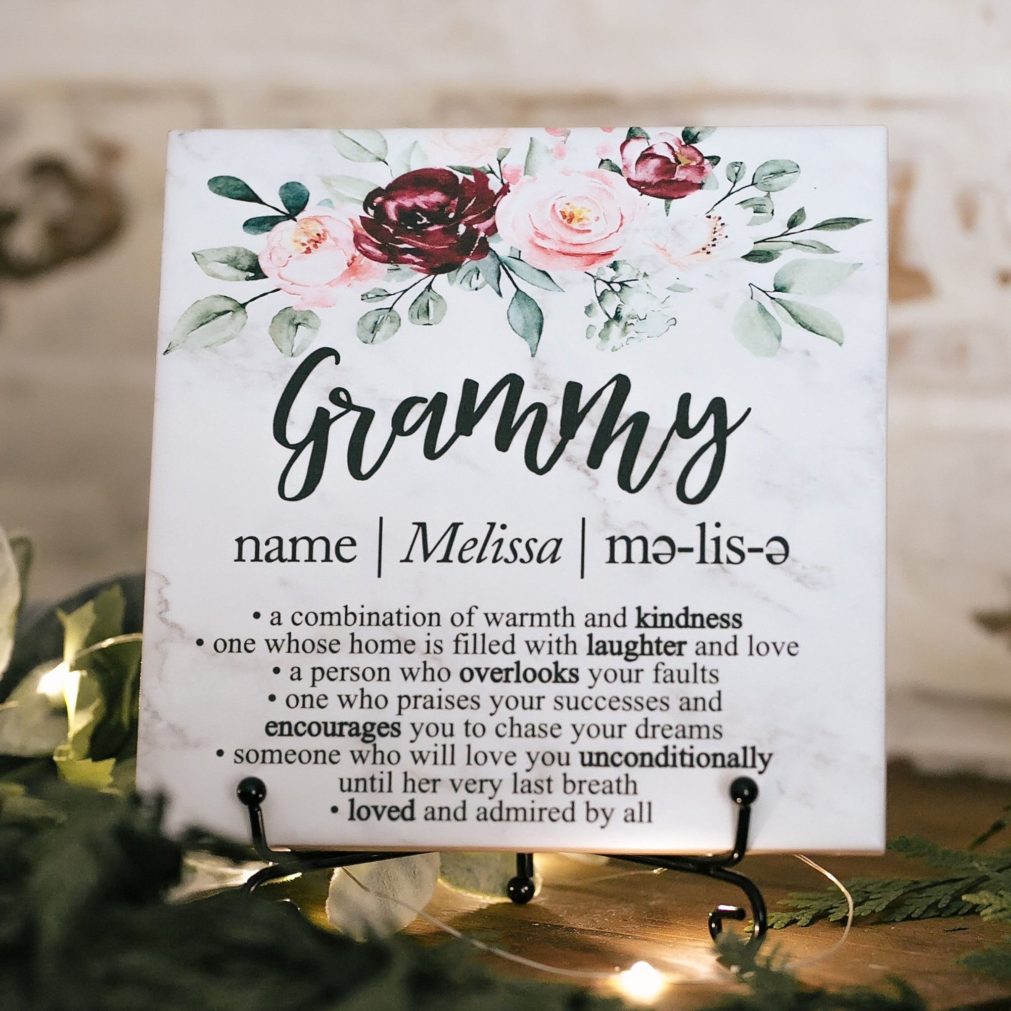 Grammy Definition Quote Art Sign Plaque With Stand