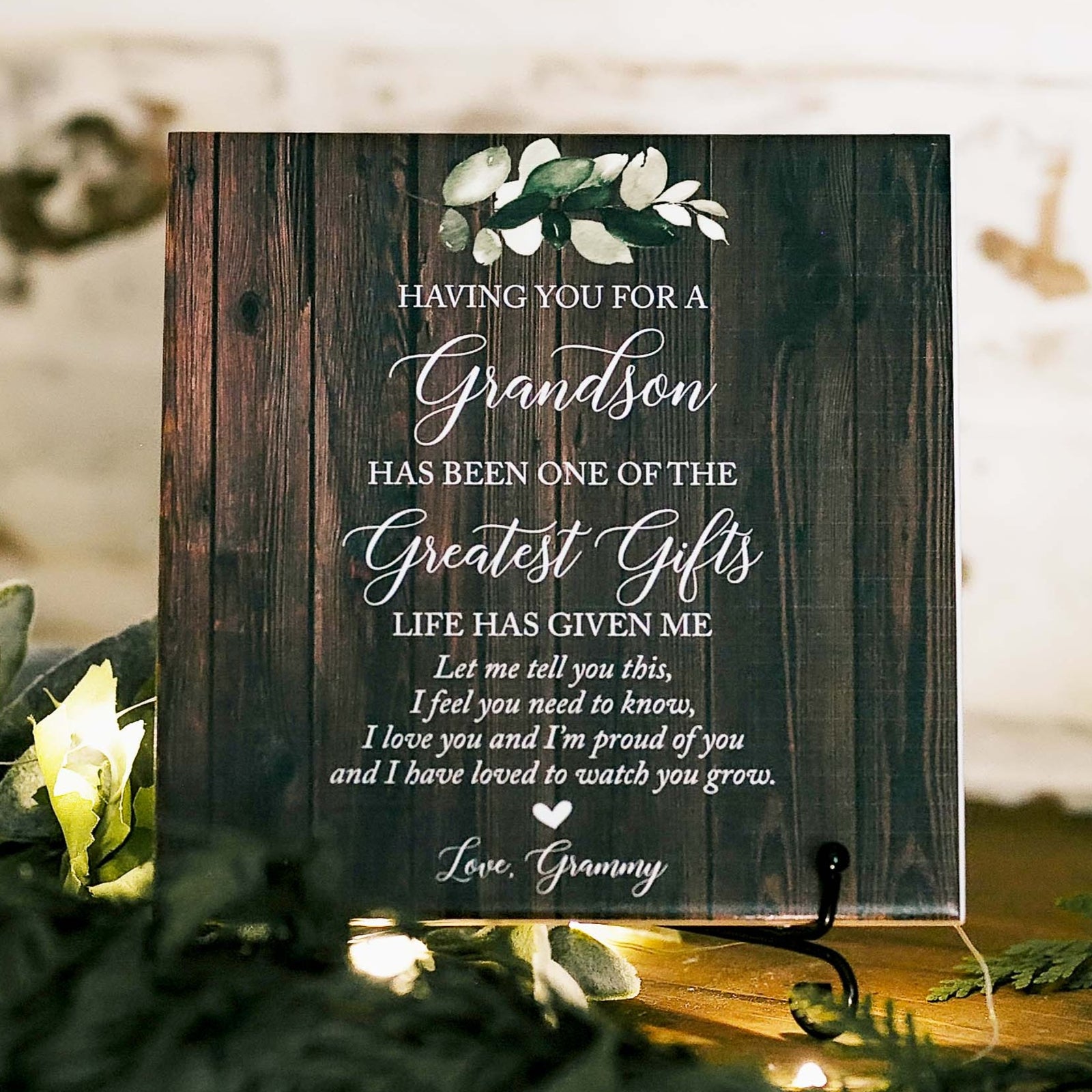 Dearest Grandson I Love You Marble Tile Plaque