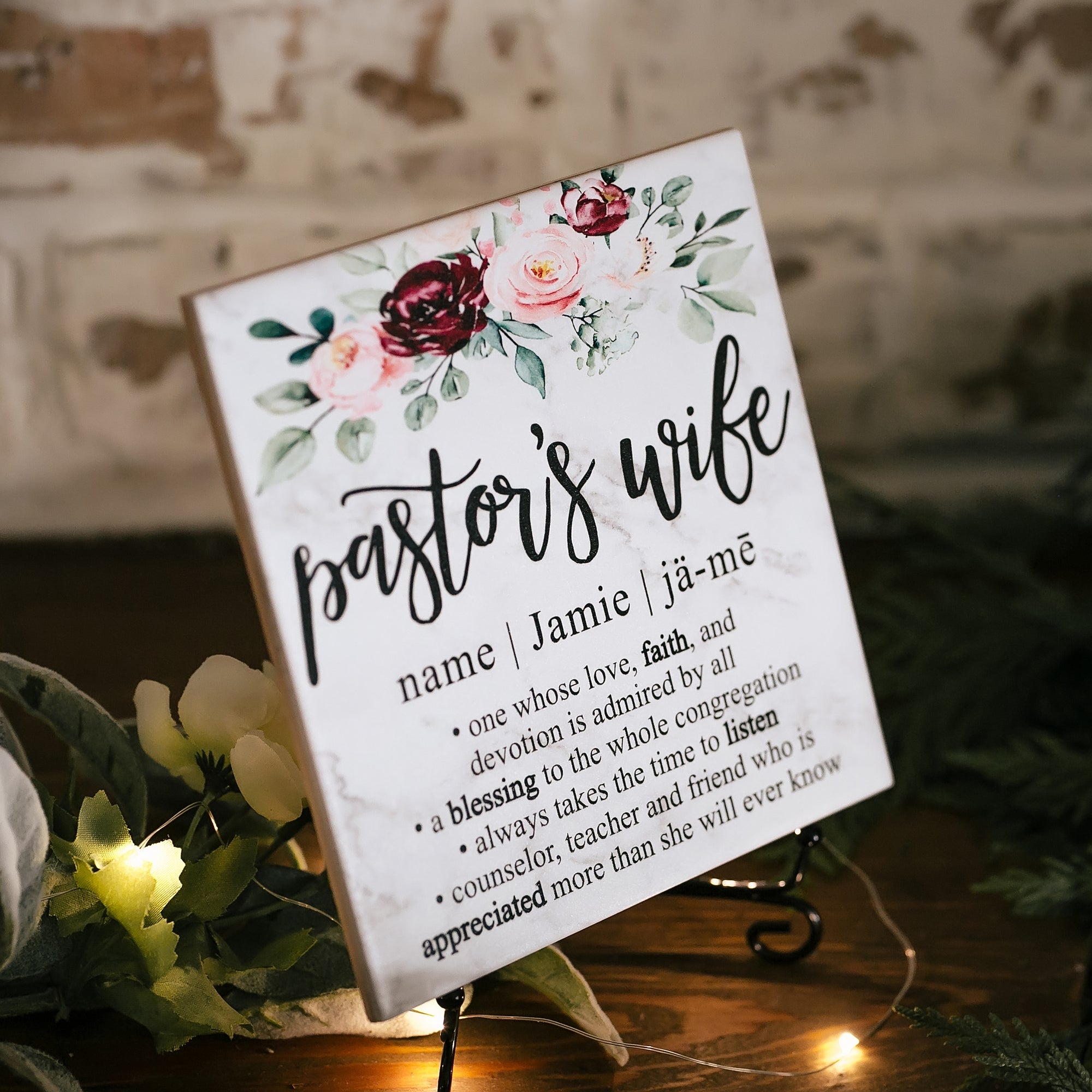 Pastor's Wife Dictionary Definition Quote Art Tile Plaque