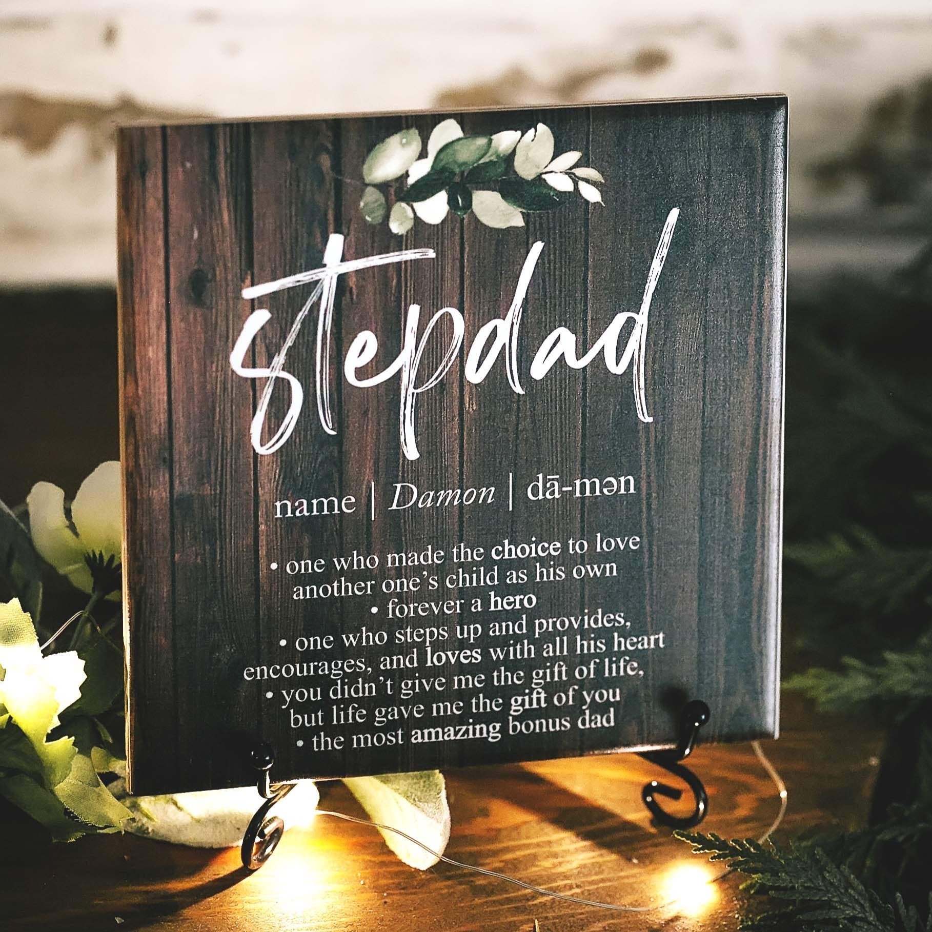Step Dad Definition Personalized Stepfather or Stepdad Definition Sign Gift Idea - Pink ...