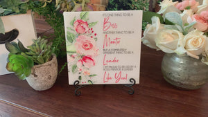 Boss Mentor Leader Floral Tile Sign Plaque