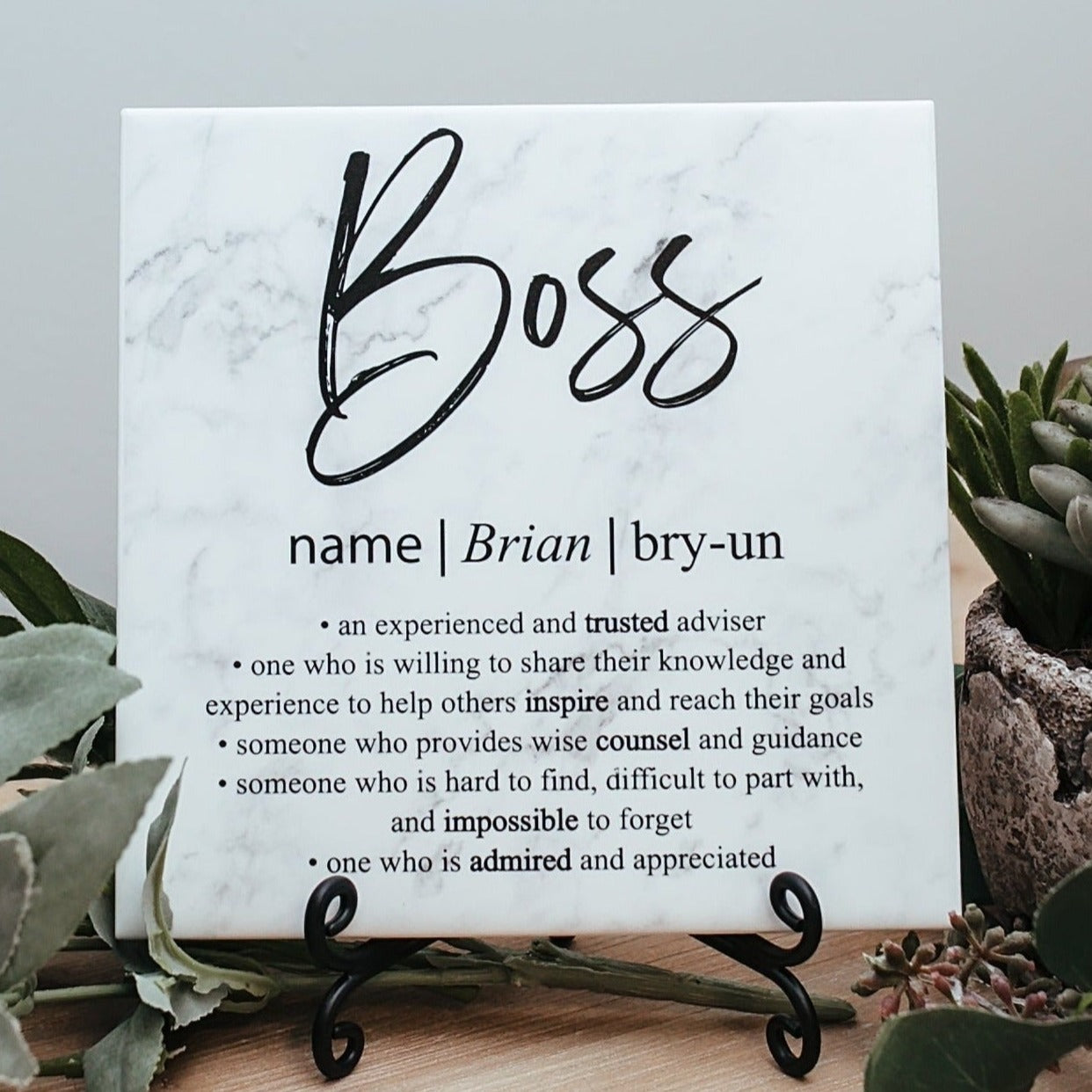 Boss Definition Thank You Appreciation Tile Sign Plaque With Stand