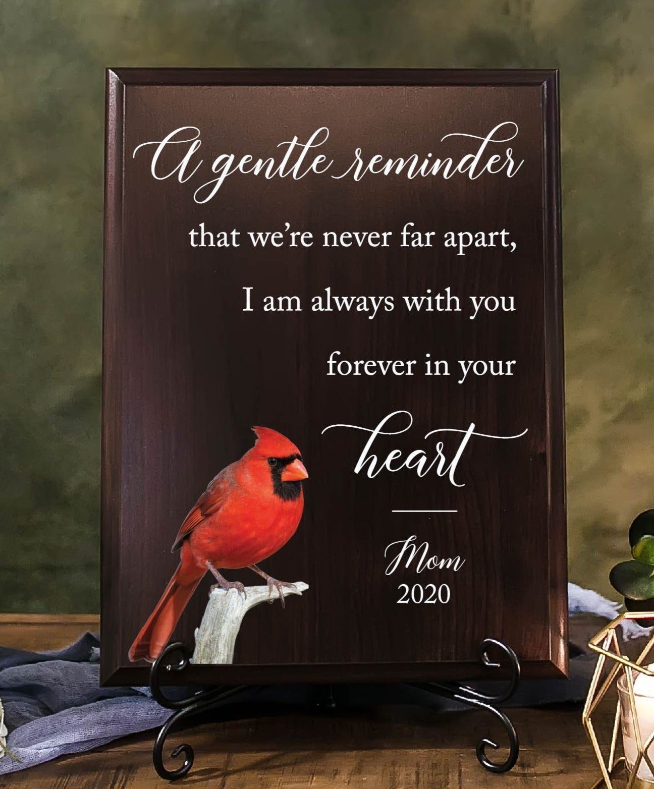 Always In Your Heart Red Cardinal Sympathy Memorial Tile Plaque Gift