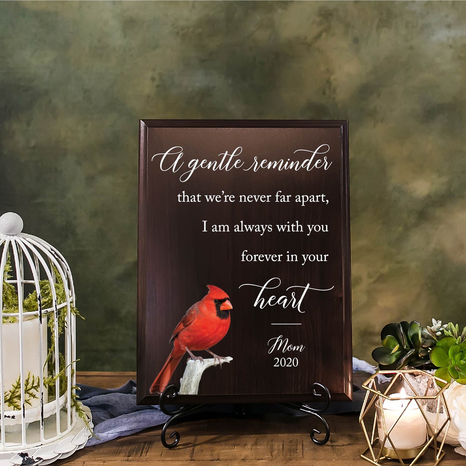 Always In Your Heart Red Cardinal Sympathy Memorial Tile Plaque Gift