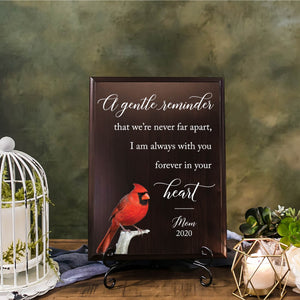 Always In Your Heart Red Cardinal Sympathy Memorial Walnut Plaque Gift