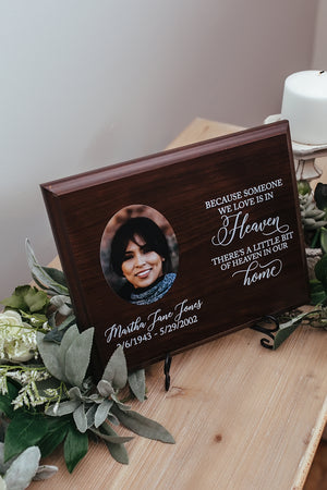 Heaven In Our Home Memorial Walnut Plaque