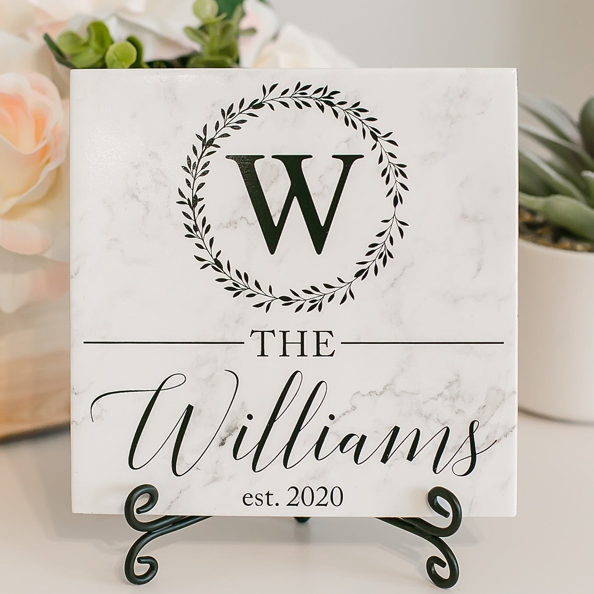 Personalized Wreath Last Name Established Sign