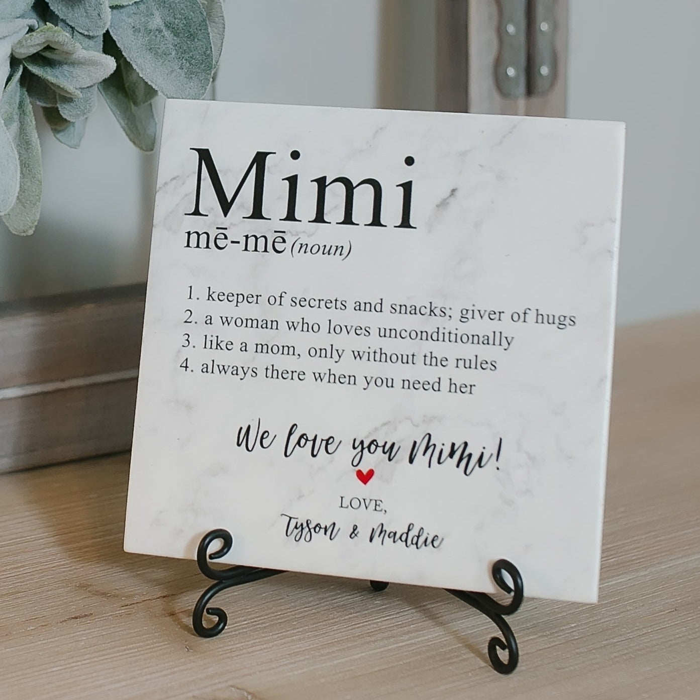 Mimi Definition Quote Art Sign Plaque With Stand