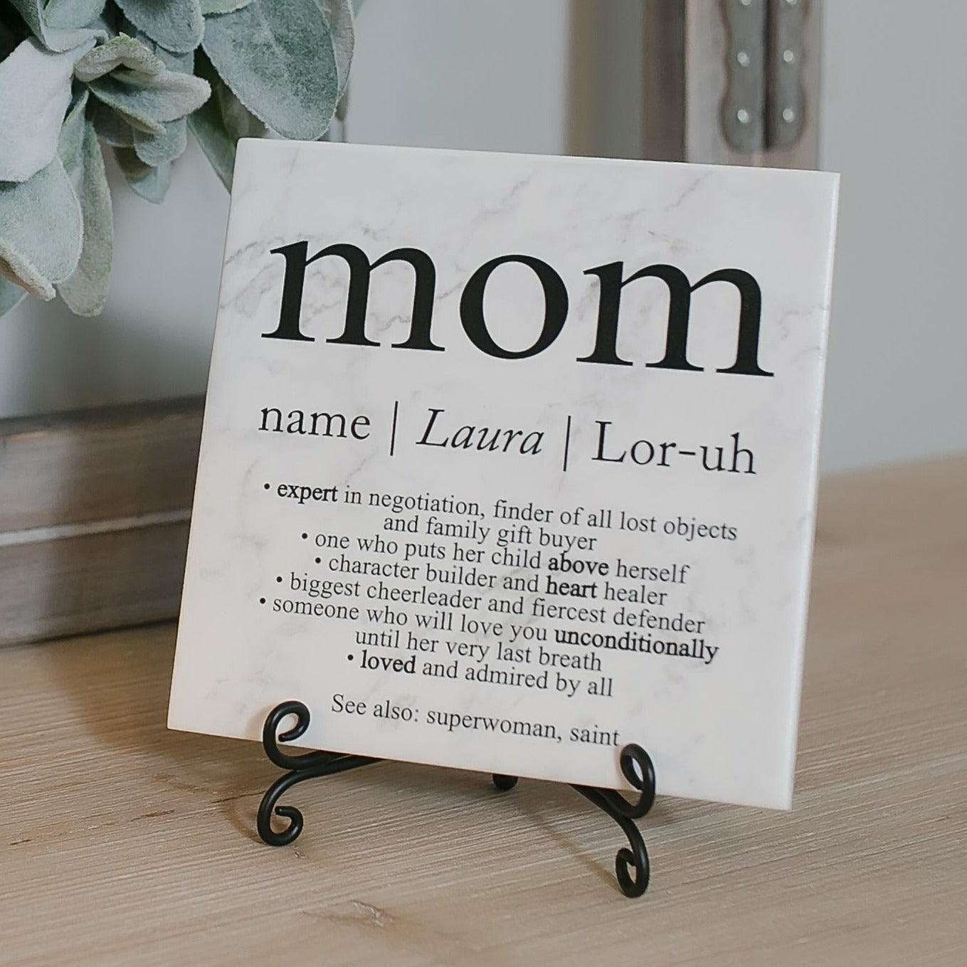 Custom Mom Definition Block Font Tile Plaque
