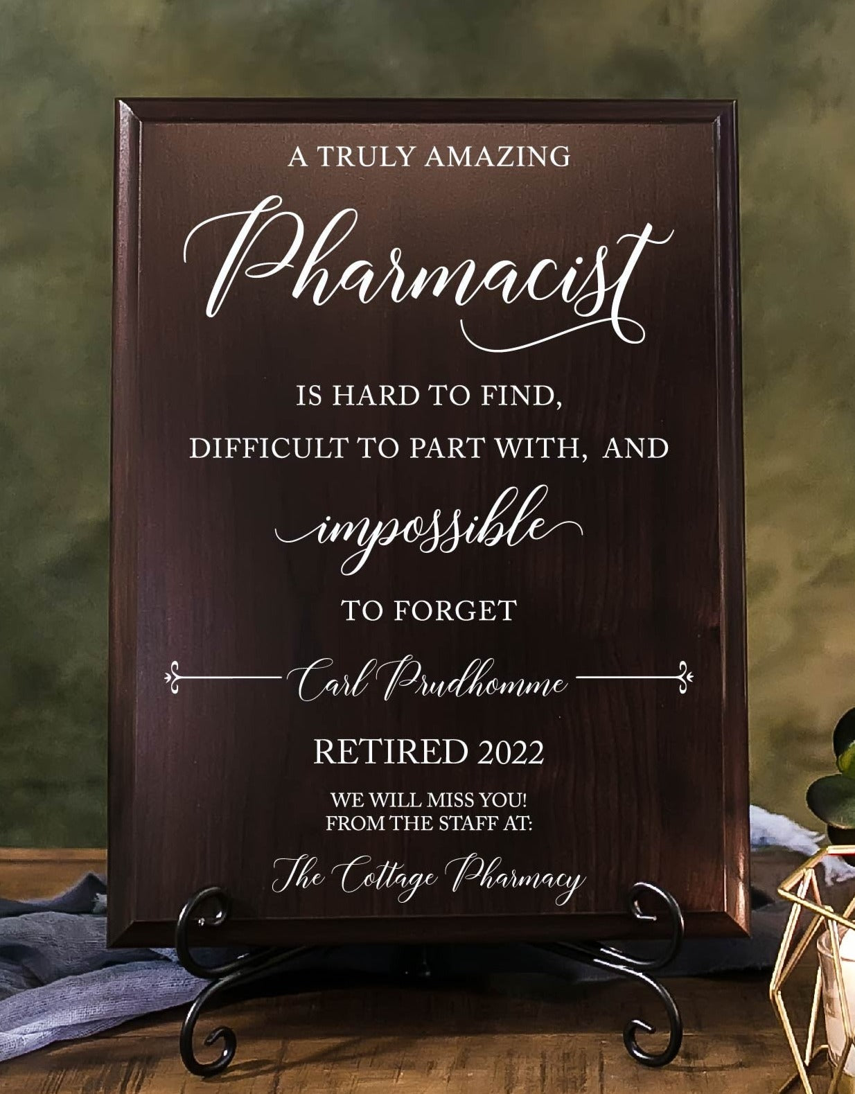 Truly Amazing Pharmacist Retirement Walnut Plaque