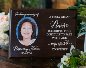 Nurse Photo Memorial Walnut Plaque