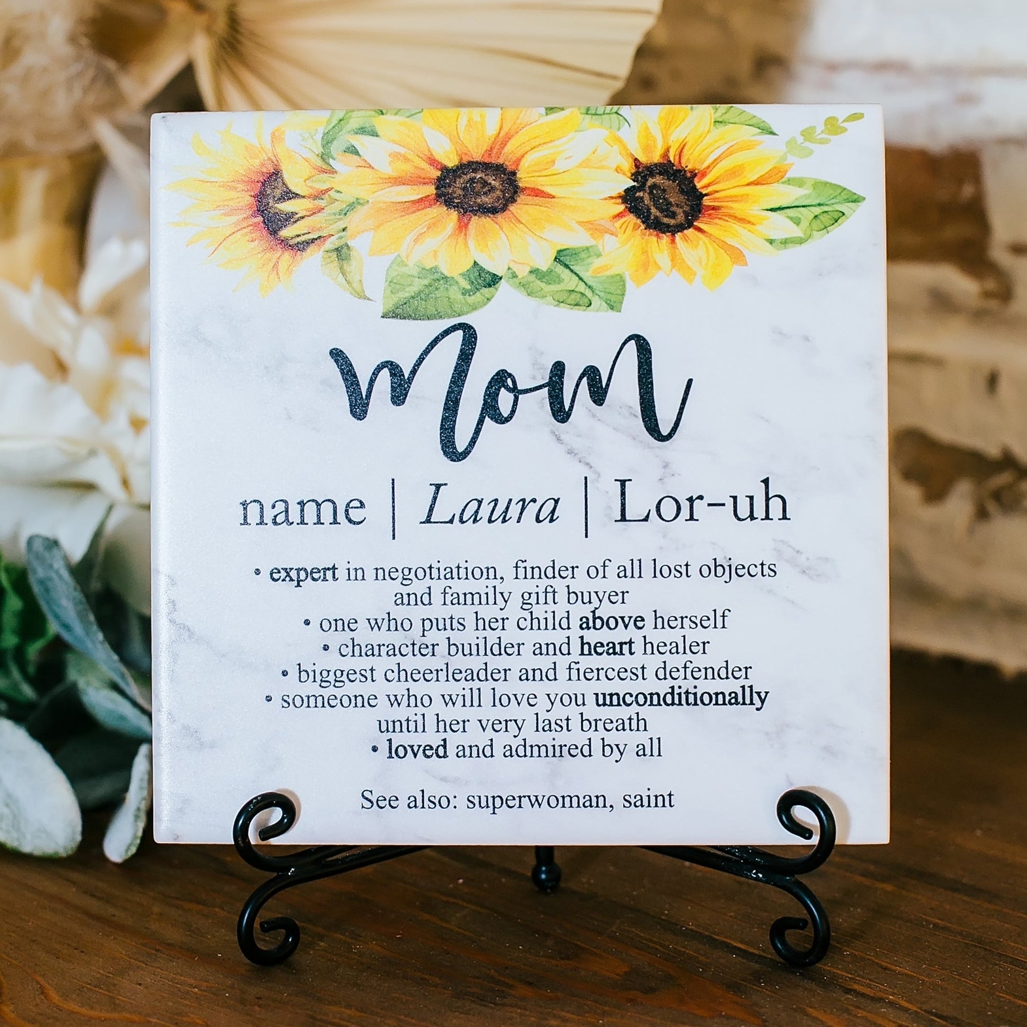 sunflowers mom definition quote sign art