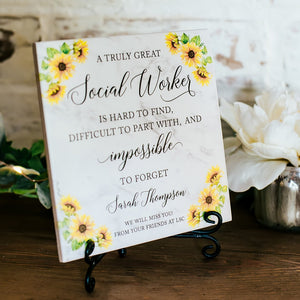 truly great social worker sunflowers retirement or going away sign