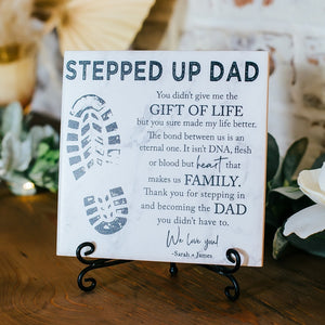 stepped up dad footprint custom tile plaque