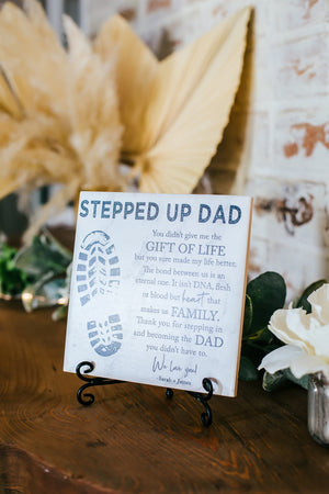 Stepped up Dad Stepdad Poem Tile Plaque