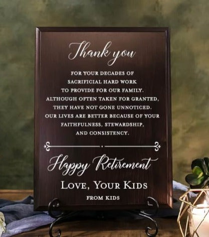 Thank You Dad Retirement Walnut Plaque