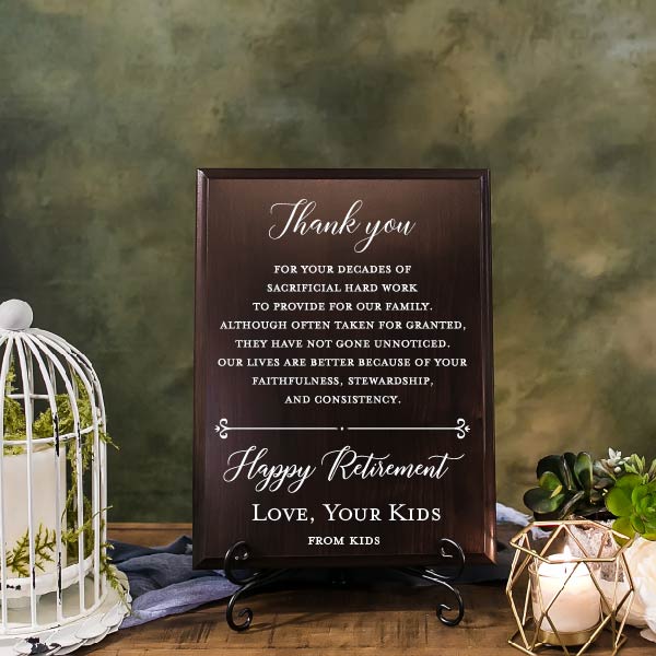 Thank You Dad Retirement Walnut Plaque