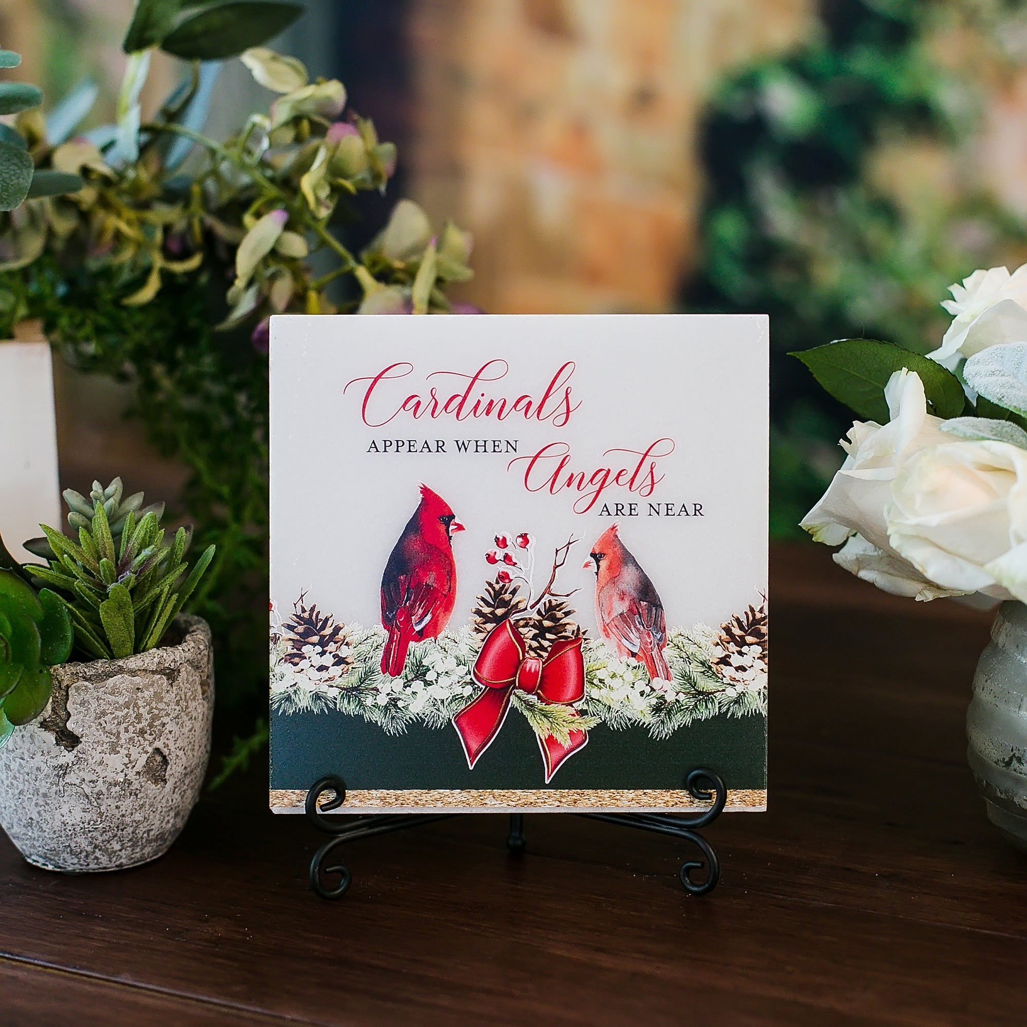 Cardinals Appear When Angels Are Near Tile Plaque