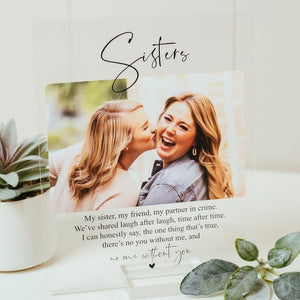 Personalized Photo Plaque w Stand, Sisters Best Friends Forever Gift, Gift for Her, Partners In Crime, Photo Collage, Personalized Photo