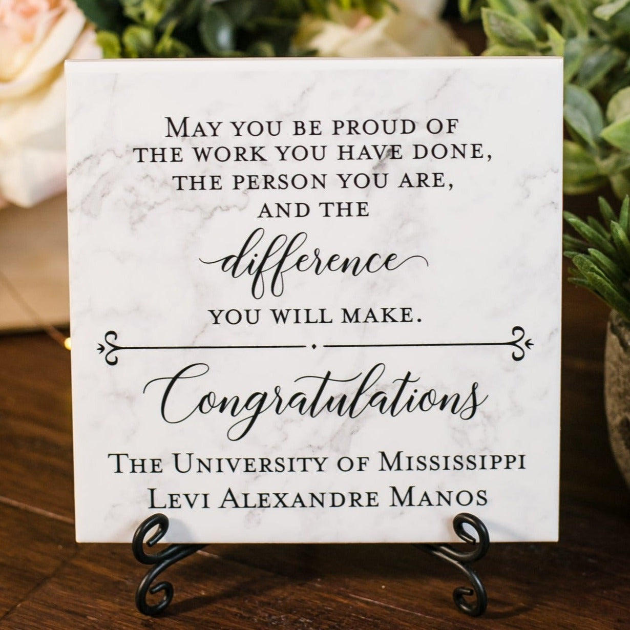 Graduation Personalized Plaque - Acrylic Tile Plaque - Pink Posies and Pearls Graduation Personalized Plaque - Acrylic Tile Plaque - Pink Posies and Pearls