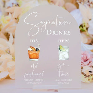 ARCH Signature Drinks Personalized Bar Sign With Drink Icons S1-DS3