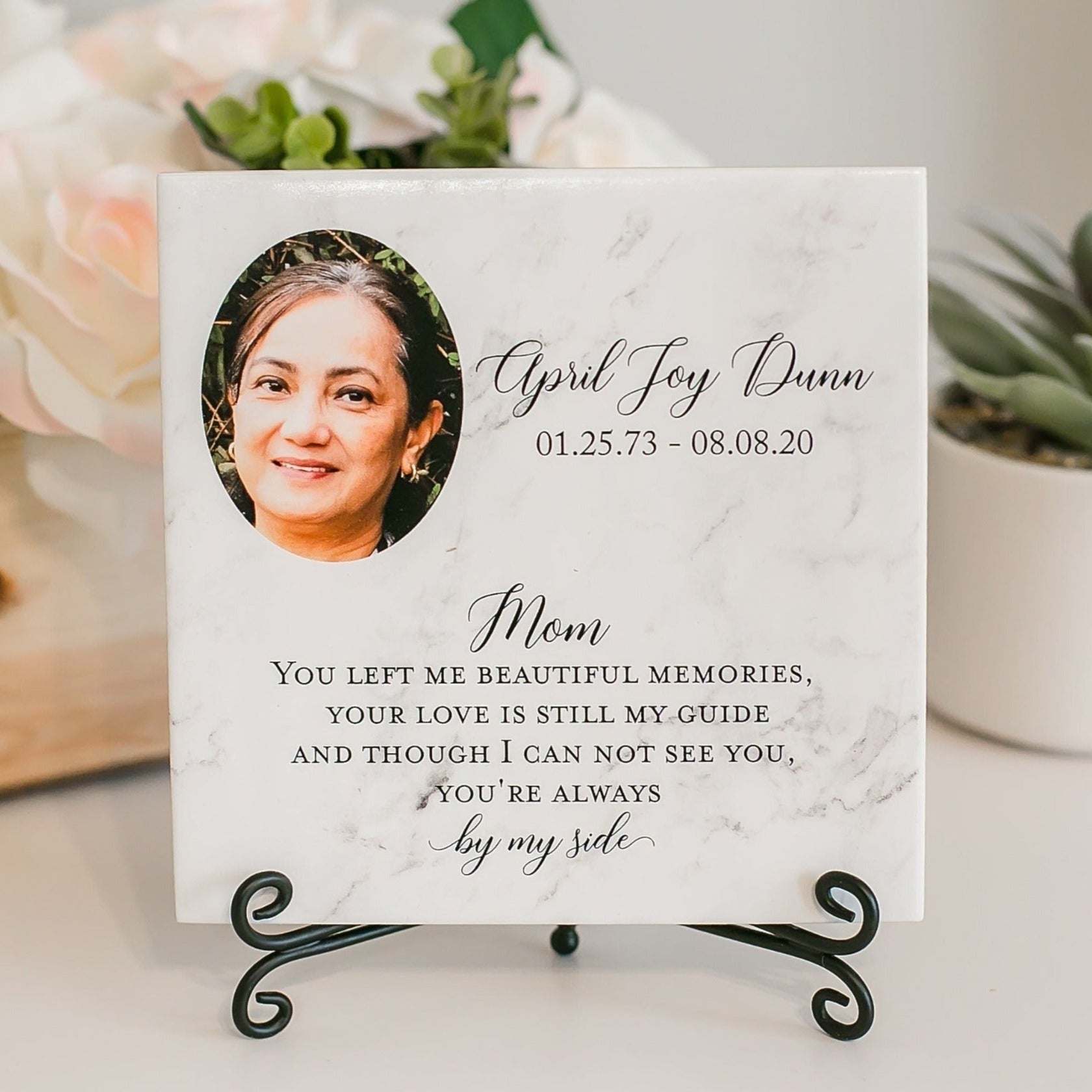 Mom Beautiful Memories Sympathy Gift With Photo Memorial Plaque, In Loving Memory Gift , Grief, Condolences Sign Passed Loved Ones
