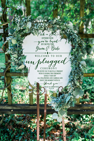 Pick a Seat Not a Side Unplugged Ceremony Combo Clear Glass Look Acrylic Wedding Sign, 18x24 Choose a Seat Either Side Modern Wedding BS-003