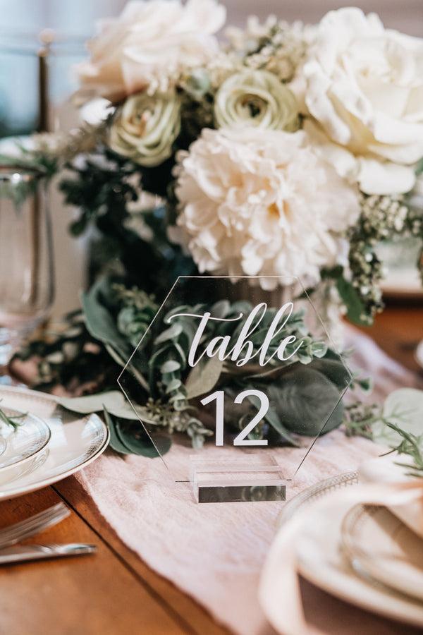 Clear Acrylic Wedding Table Numbers - 1/8