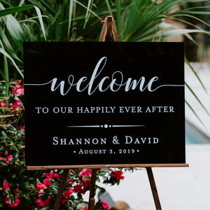 Acrylic Wedding Welcome Sign, 18x24 Clear or Black Glass Look Personalized Perspex Modern Minimalist Wedding Welcome Sign HON-WW2