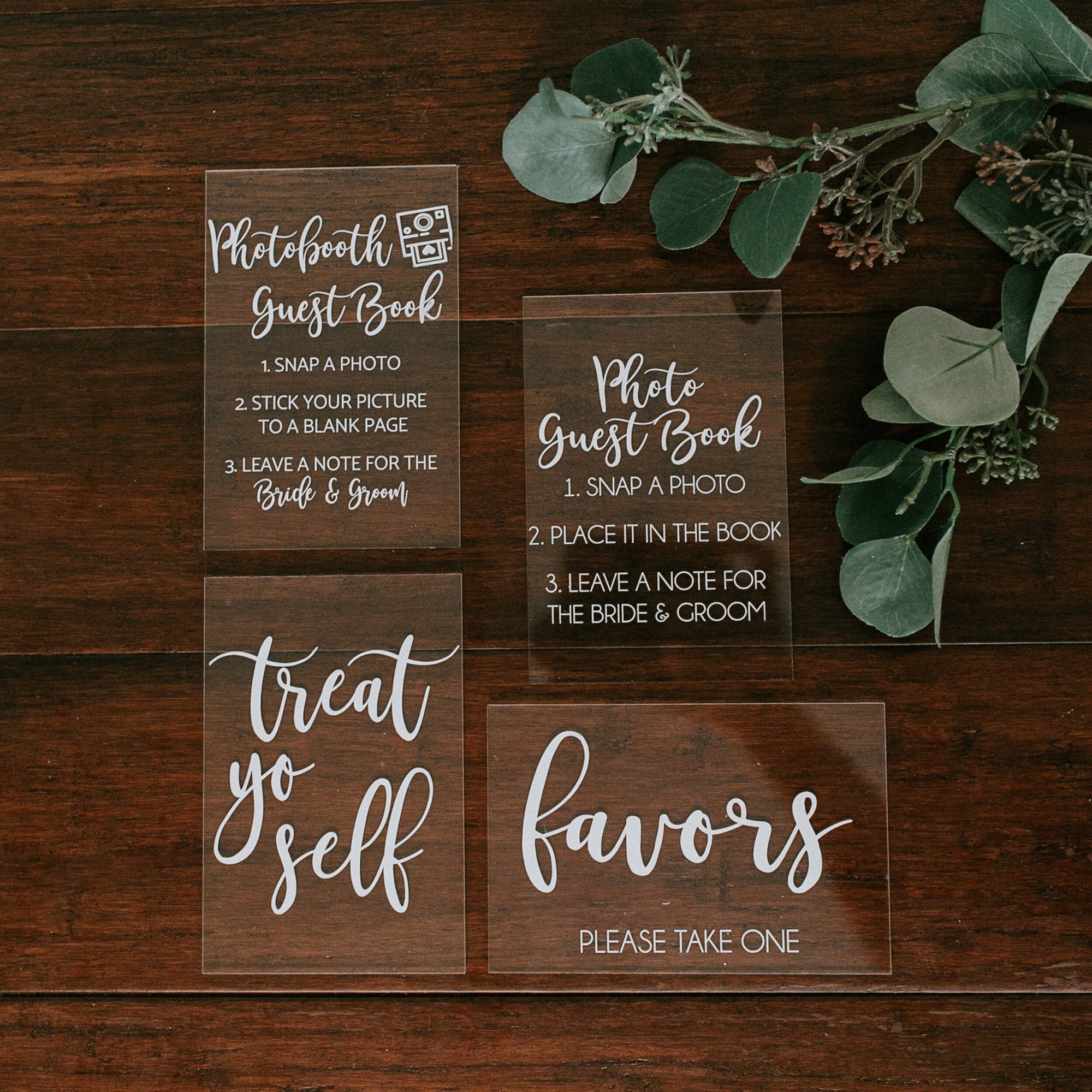 Set of 4x6 OR 5x7 Acrylic Wedding Signs, Gifts and Cards, In Loving Memory, Please Take One Favors Clear Glass Modern Calligraphy Sign, MB
