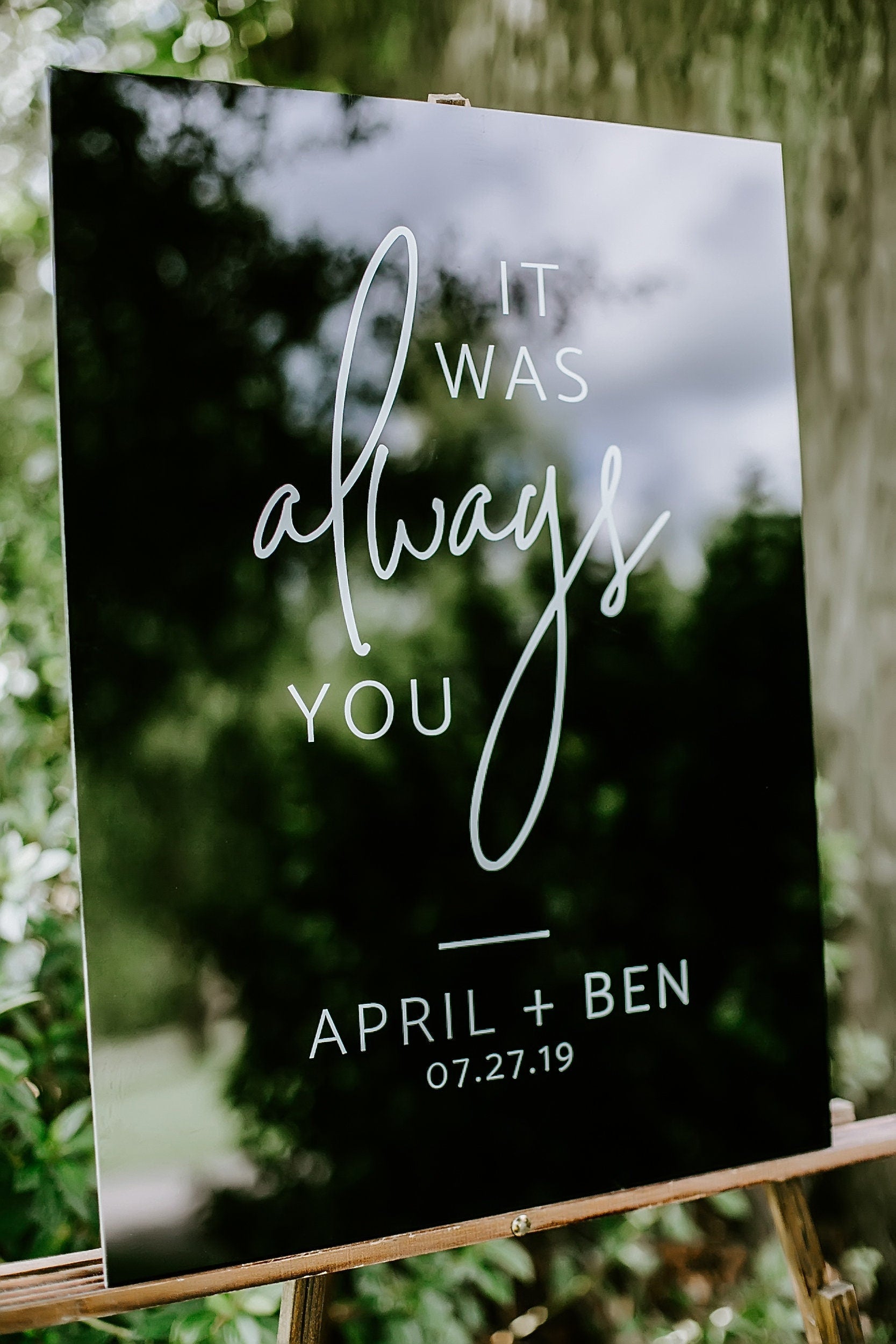 It Was Always You Wedding Acrylic Welcome Sign, 18x24 Personalized Modern Wedding Welcome Sign Decoration for Display, Custom SIG-002