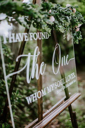 I Have Found The One Whom My Soul Loves Wedding Acrylic Welcome Sign, Song Of Solomon Personalized Modern Sign Decoration for Display