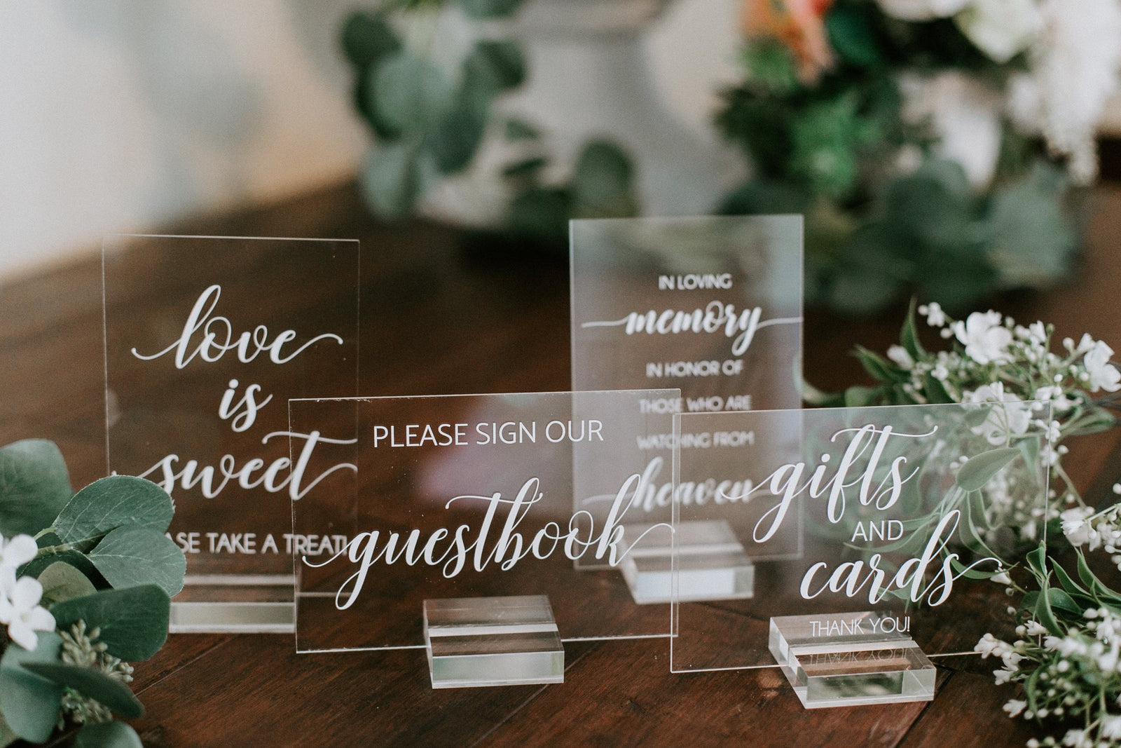 Set of 4x6 OR 5x7  Acrylic Wedding Signs, Gifts and Cards In Loving Memory Please Take One Favors Clear Glass Modern Calligraphy Sign, HONLD