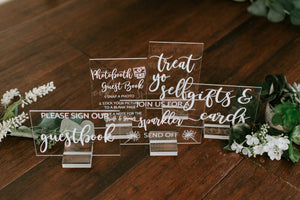 Set of 4x6 OR 5x7 Acrylic Wedding Signs, Gifts and Cards, In Loving Memory, Please Take One Favors Clear Glass Modern Calligraphy Sign, MB