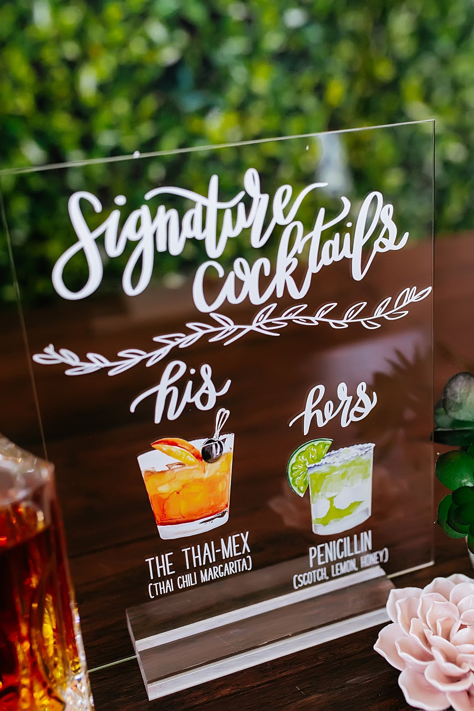 Signature Cocktails Personalized Bar Sign With Drink Icons HL5-DS1
