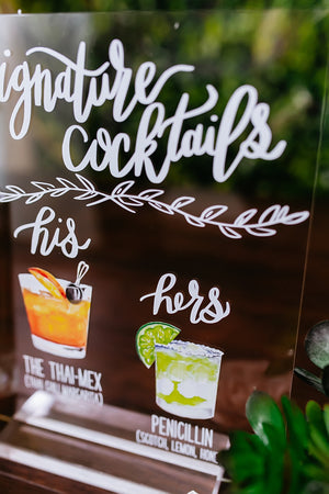 Signature Cocktails Personalized Bar Sign With Drink Icons HL5-DS1