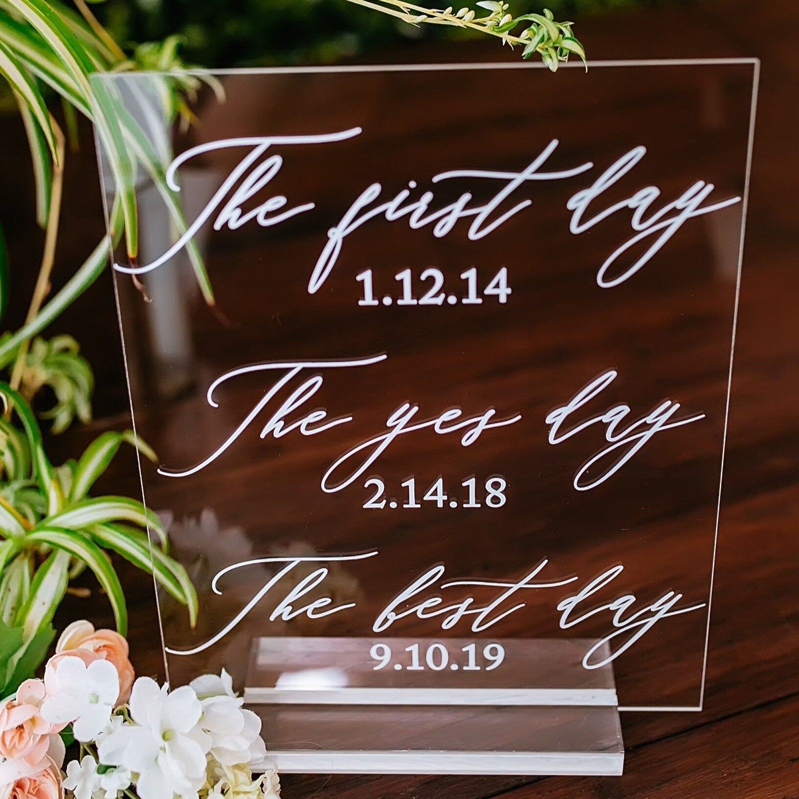 ARCH Our Love Story First Day, Yes Day, Best Day Wedding Acrylic SIgn