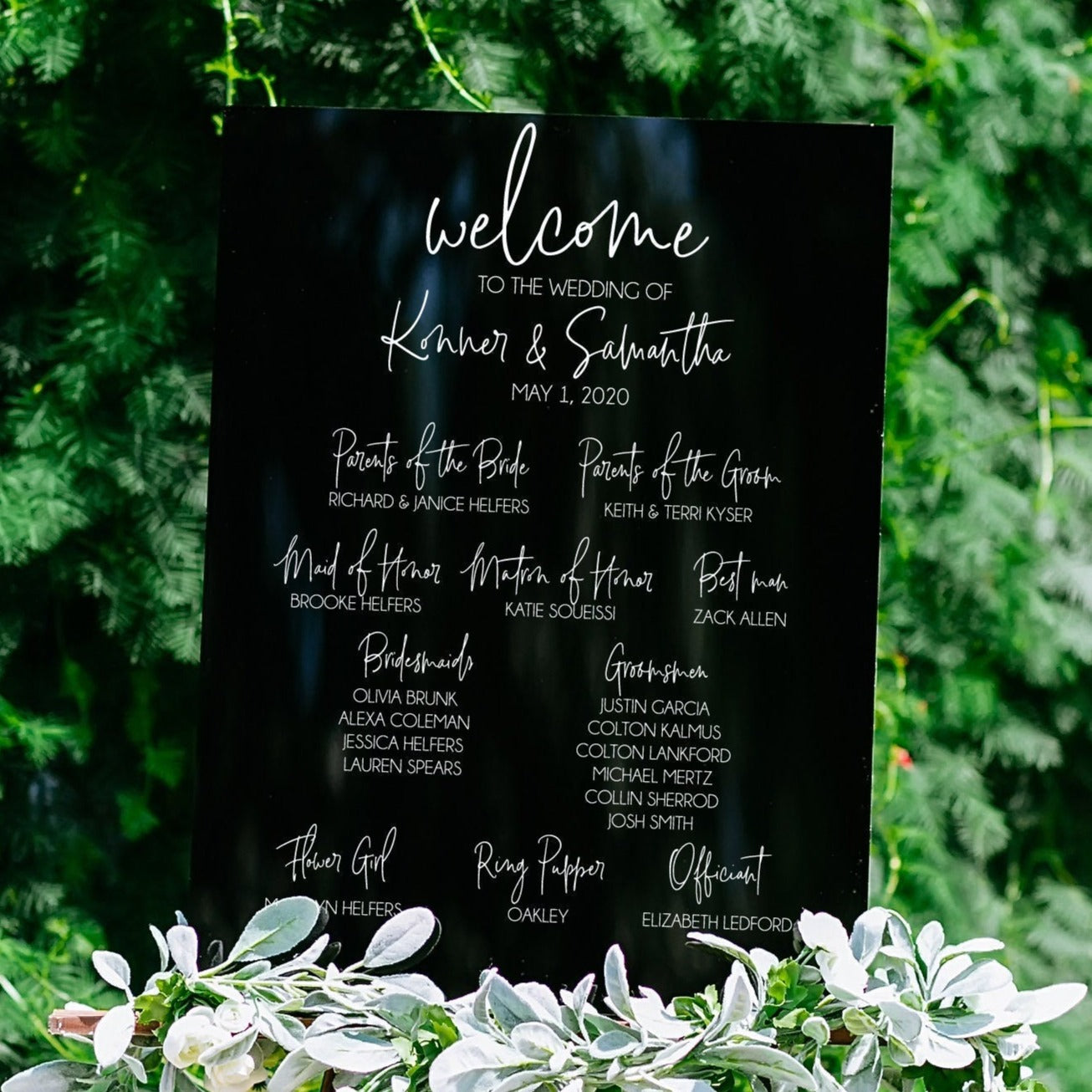Wedding Welcome Program Acrylic Sign Clear Glass Look  Sign, 18x24 Wedding Party Ceremony Personalized Perspex Modern Formal Welcome SIG-WP1